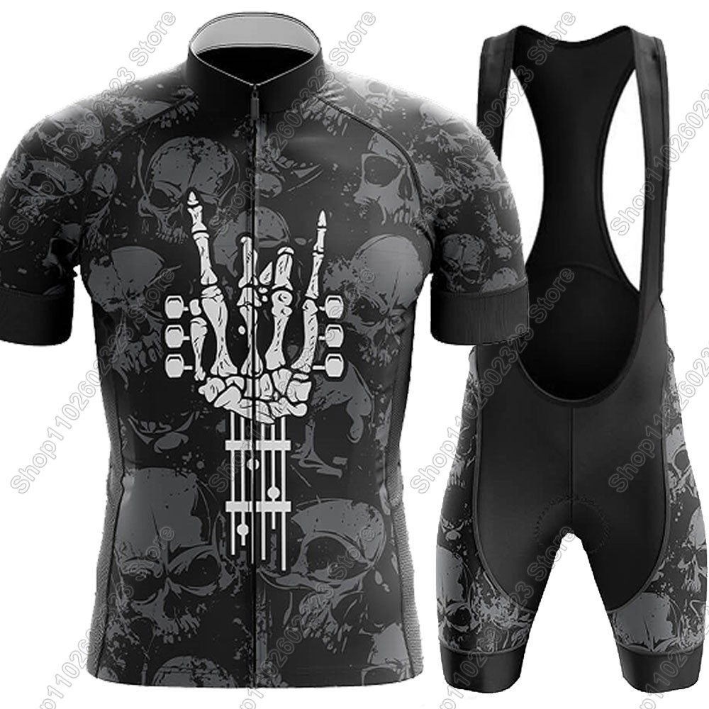 Cycling Bib Shorts - Rock-and-Roll Radtrikot 2025, Set, Sommer-Fahrradbekleidung, Rennrad-Shirts,